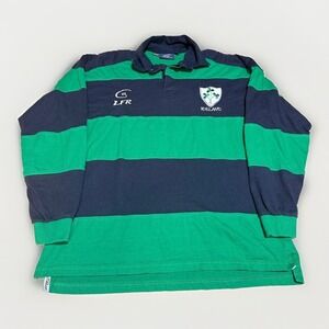 Live For Rugby Ireland Shirt Large LFR Striped Green Navy Cotton Rugby Jersey